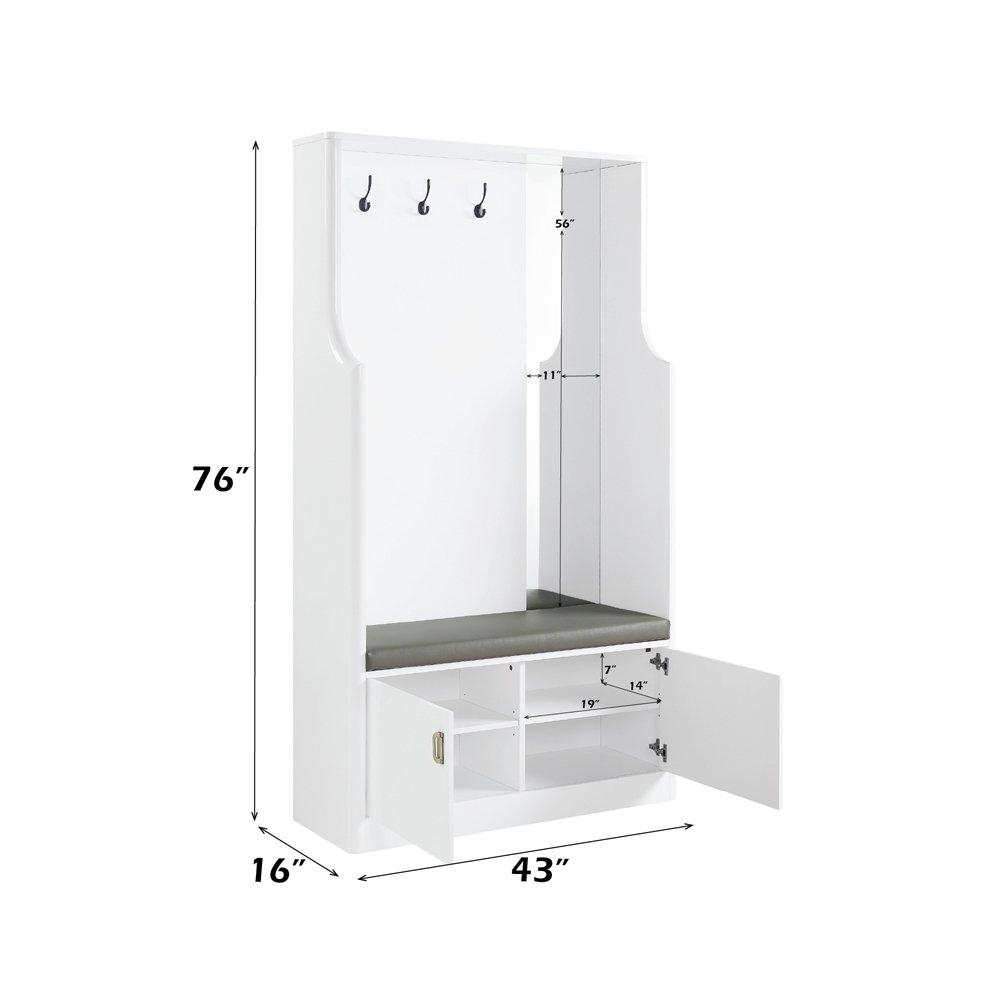 Buck II Hall Tree White High Gloss. Picture 6