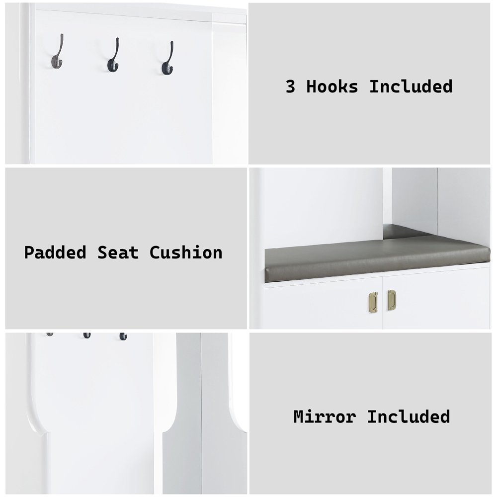 Buck II Hall Tree White High Gloss. Picture 7