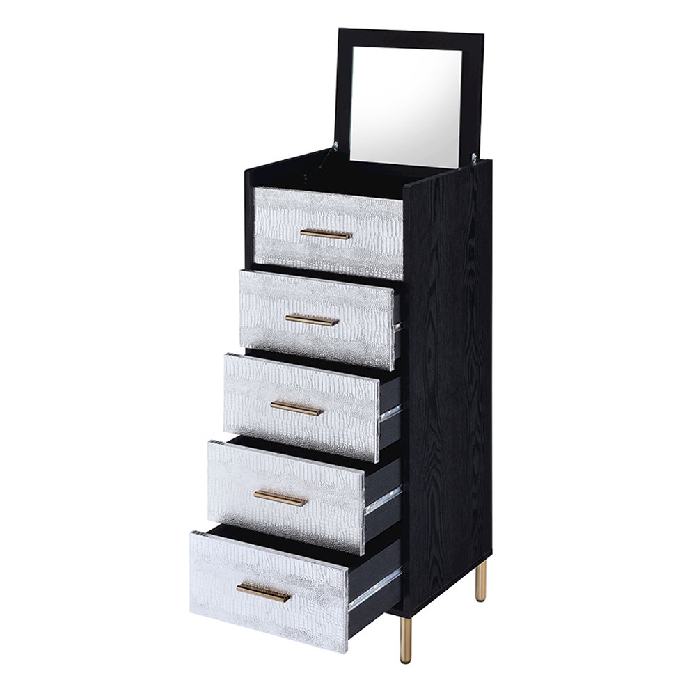 Myles Jewelry Armoire Black, Silver & Gold. Picture 4