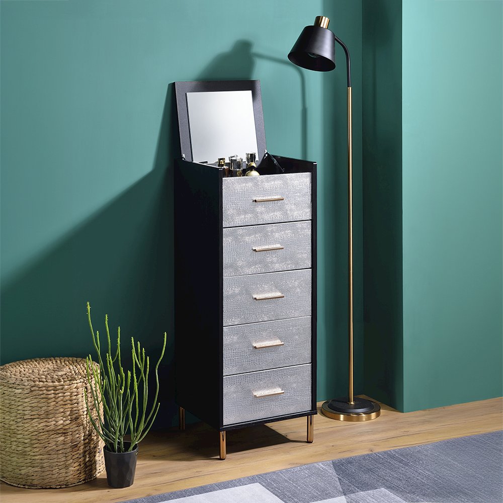 Myles Jewelry Armoire Black, Silver & Gold. Picture 1