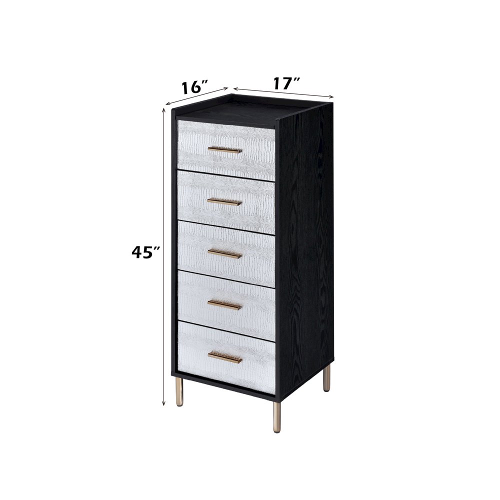 Myles Jewelry Armoire Black, Silver & Gold. Picture 6