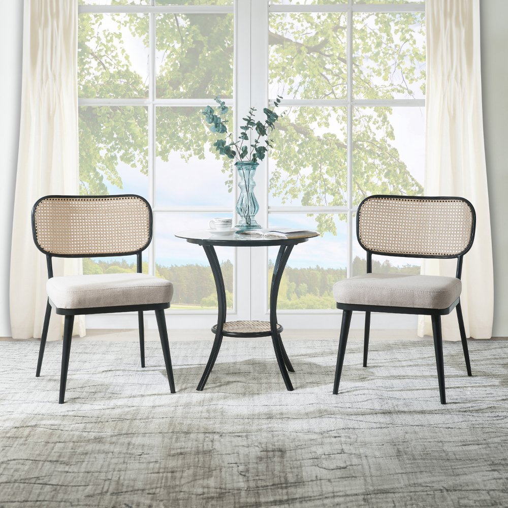 Colson 3 Pcs Table & Chairs Set Black. Picture 1