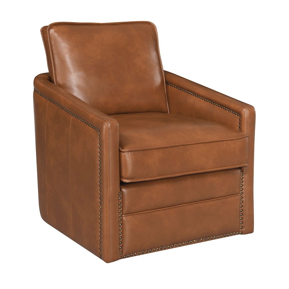 Rocha Accent Chair w/Swivel Brown Leather Aire. Picture 2