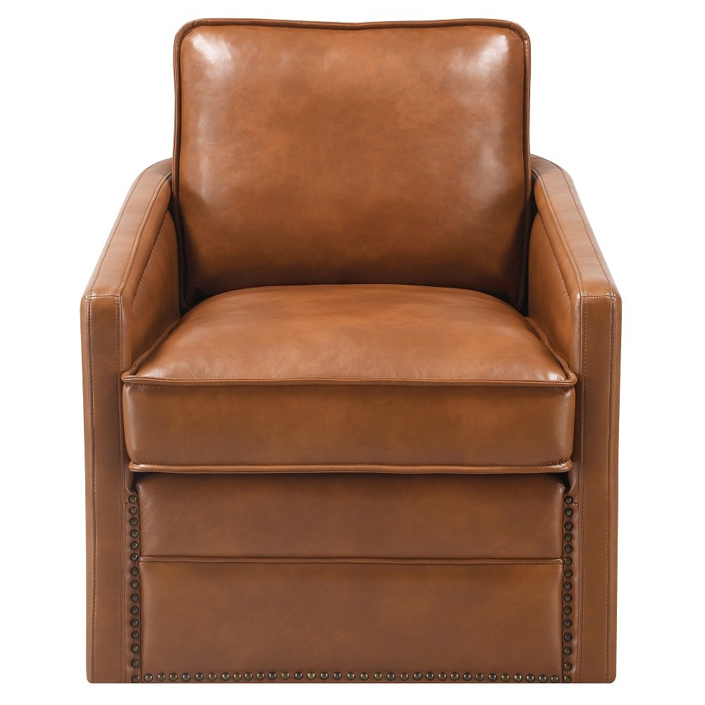 Rocha Accent Chair w/Swivel Brown Leather Aire. Picture 3