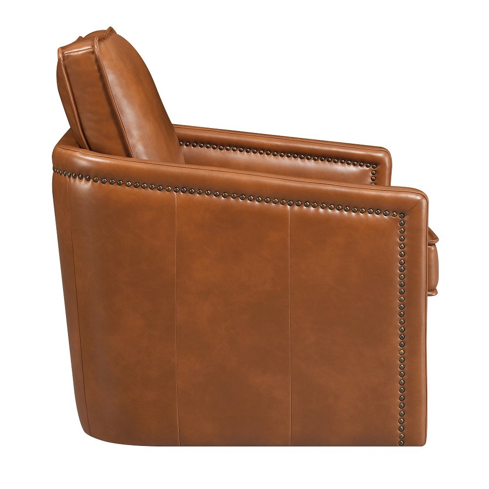 Rocha Accent Chair w/Swivel Brown Leather Aire. Picture 4