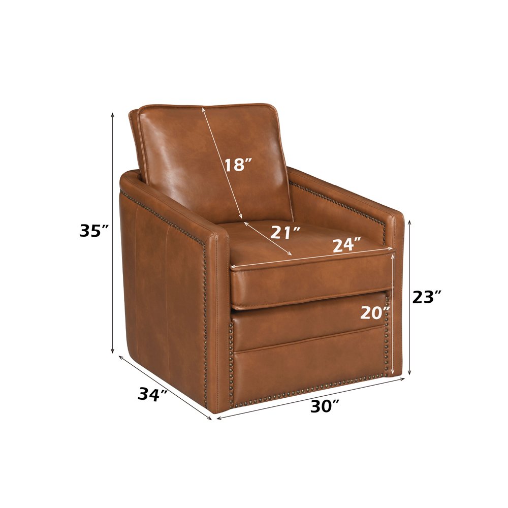 Rocha Accent Chair w/Swivel Brown Leather Aire. Picture 6
