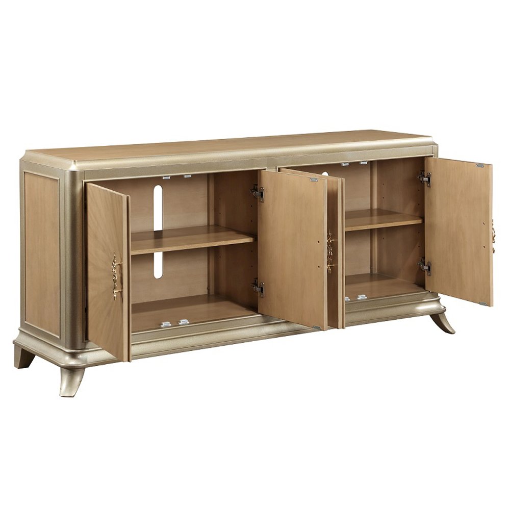 Dodie Console Cabinet Oak Sunburst Pattern & Taupe Champagne. Picture 4