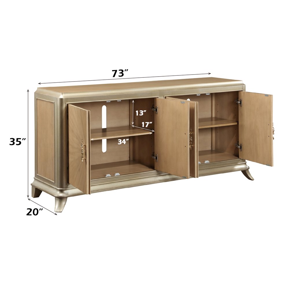 Dodie Console Cabinet Oak Sunburst Pattern & Taupe Champagne. Picture 5