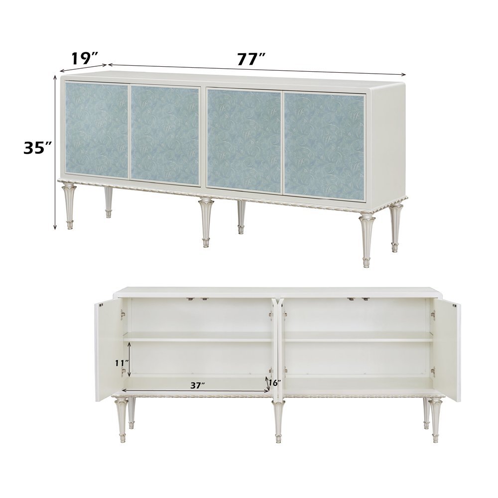 Ansaldo Console Cabinet Pearl White & Silver Shimmer. Picture 6