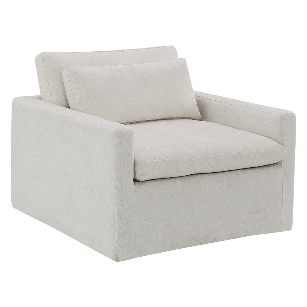 Naveen Swivel Chair w/Pillow Ivory Fabric. Picture 2