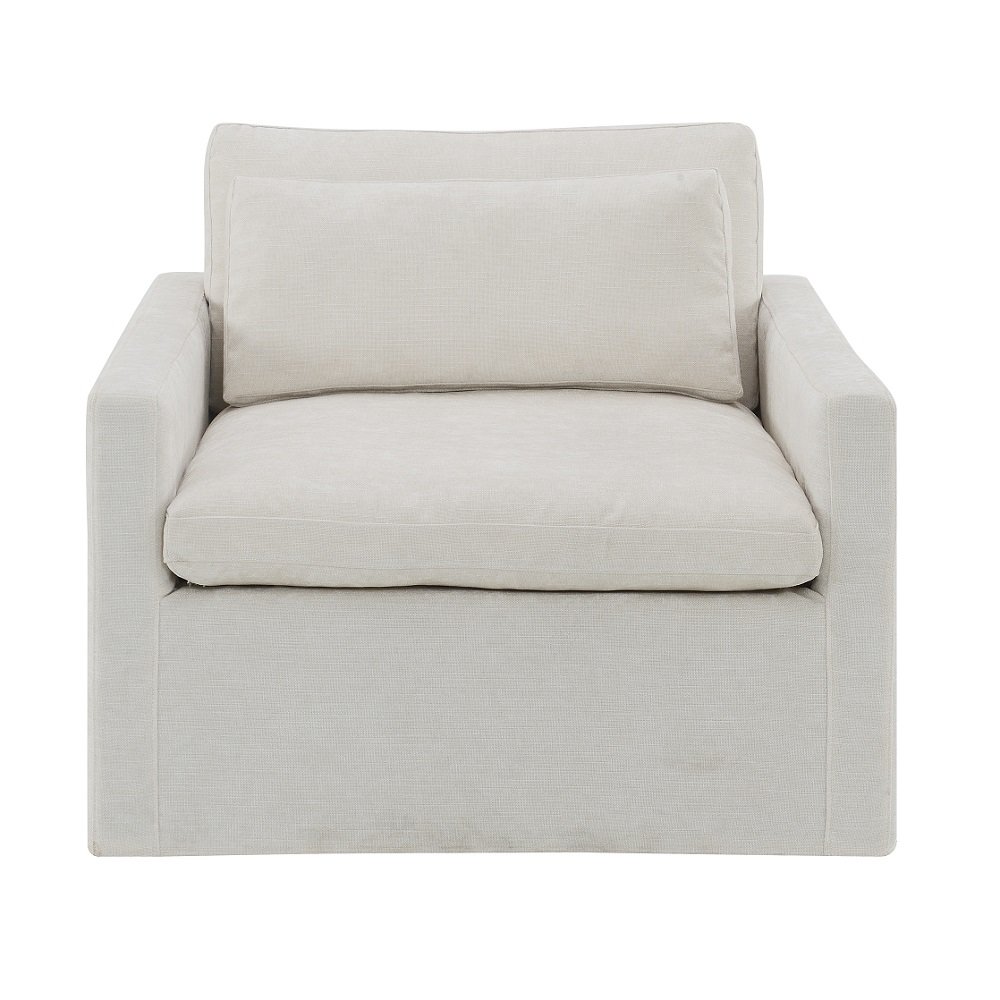 Naveen Swivel Chair w/Pillow Ivory Fabric. Picture 3