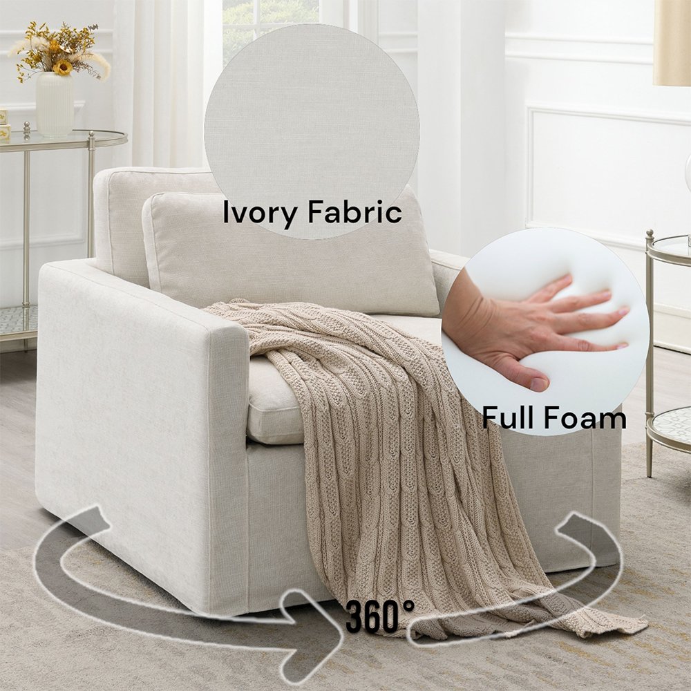 Naveen Swivel Chair w/Pillow Ivory Fabric. Picture 6