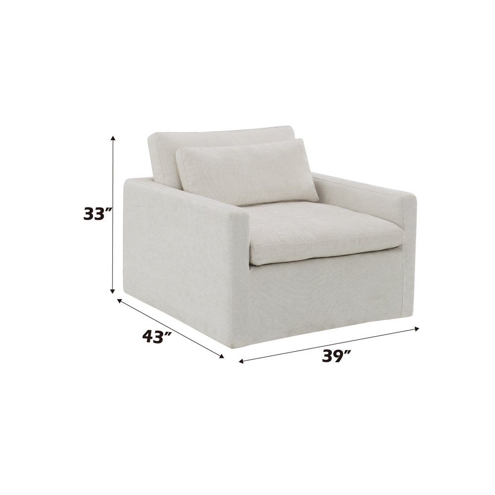 Naveen Swivel Chair w/Pillow Ivory Fabric. Picture 7