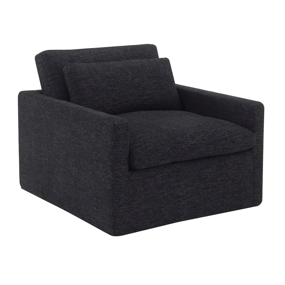 Naveen Swivel Chair w/Pillow Dark Gray Fabric. Picture 2