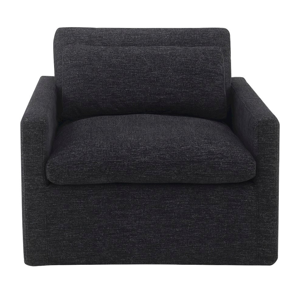 Naveen Swivel Chair w/Pillow Dark Gray Fabric. Picture 3