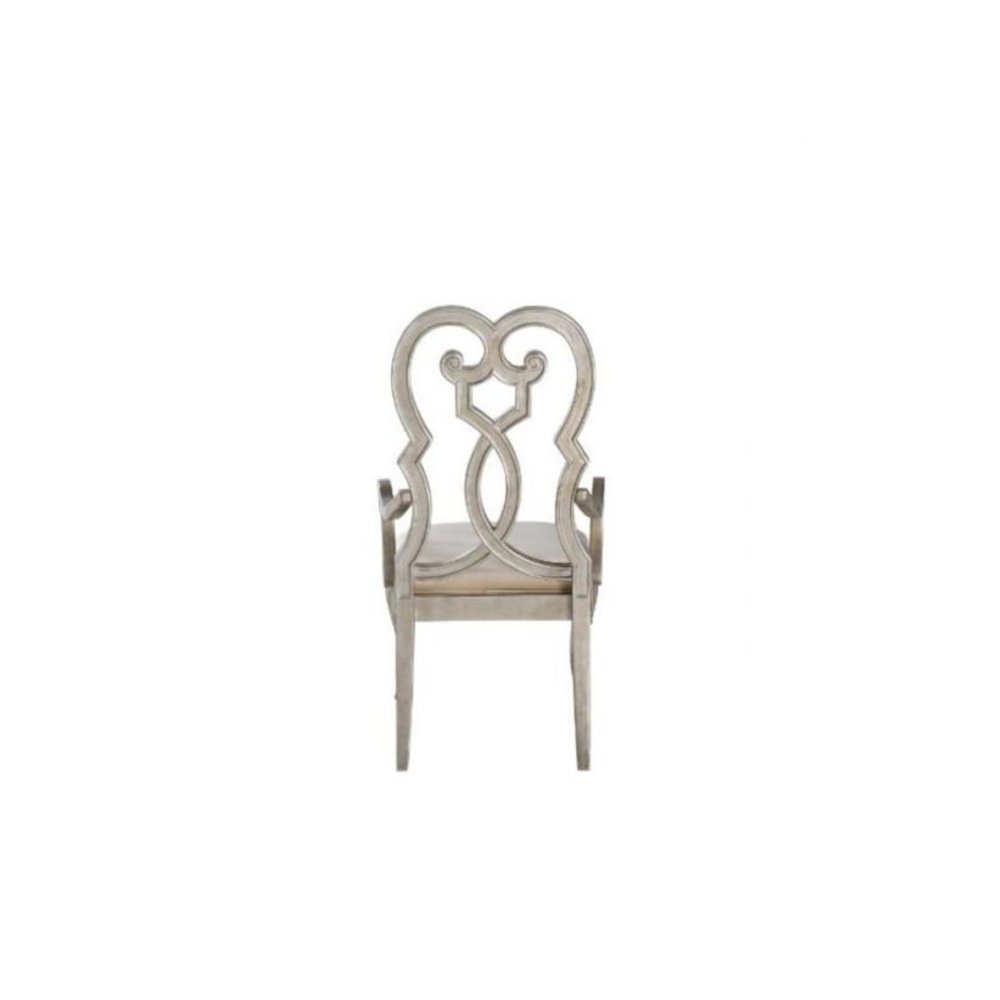 Esteban Arm Chair (Set-2) Ivory Velvet & Antique Champagne. Picture 3
