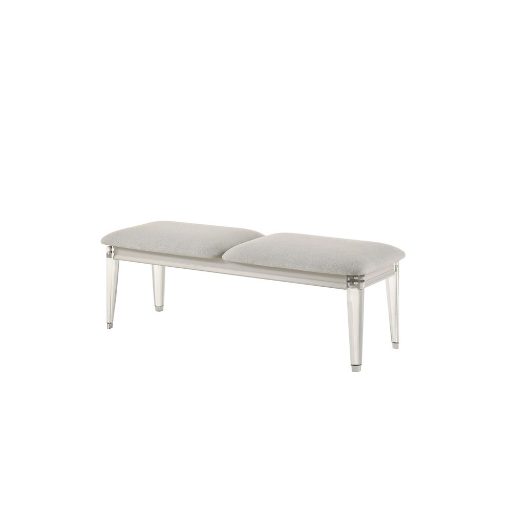 Laveda Bench Light Gray Boucle & Pearl White. Picture 1