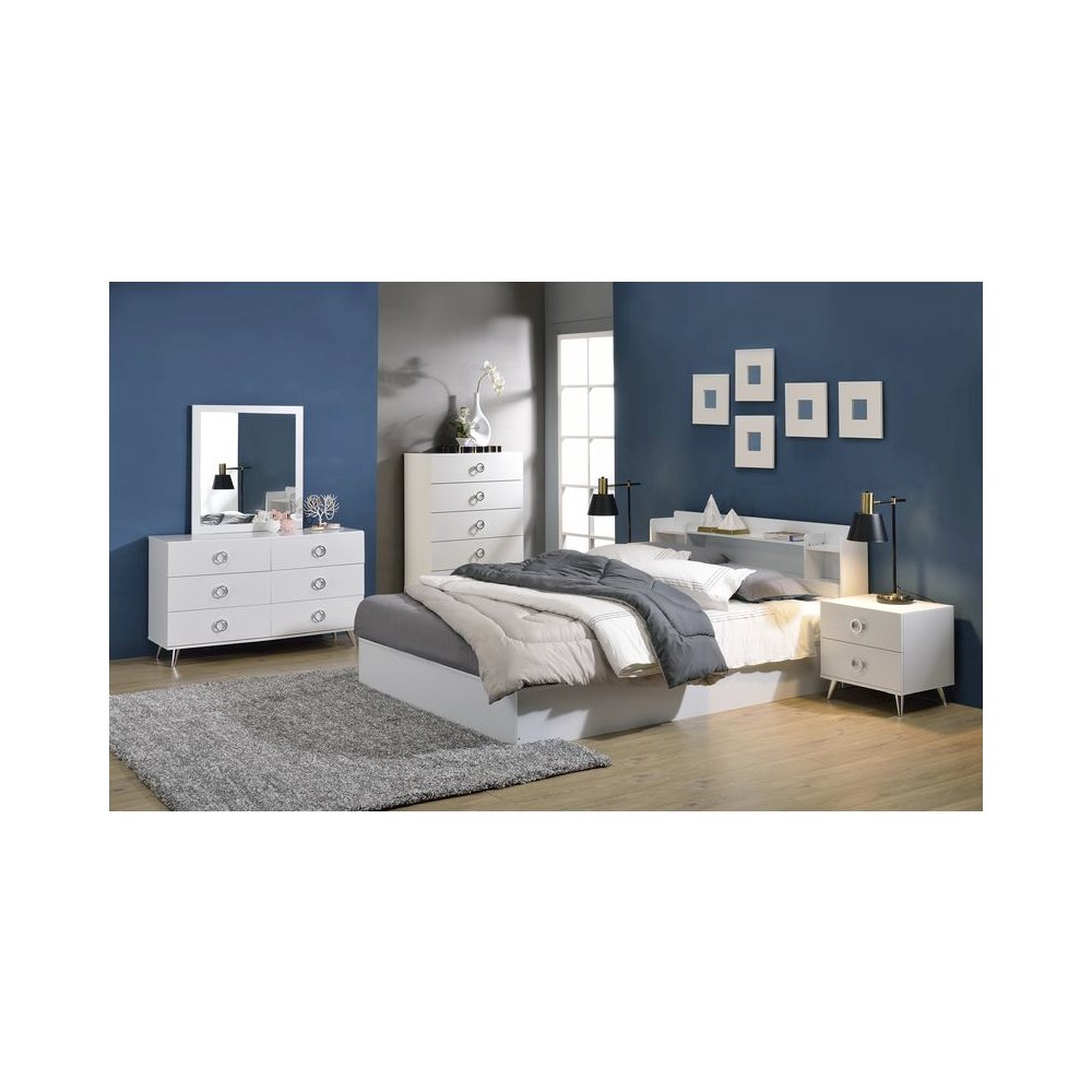 Perse Queen Bed w/Storage White. Picture 6