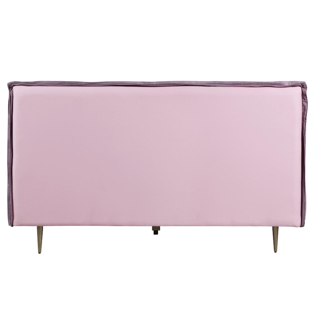 Metis Queen Bed Pink Top Grain Leather. Picture 4