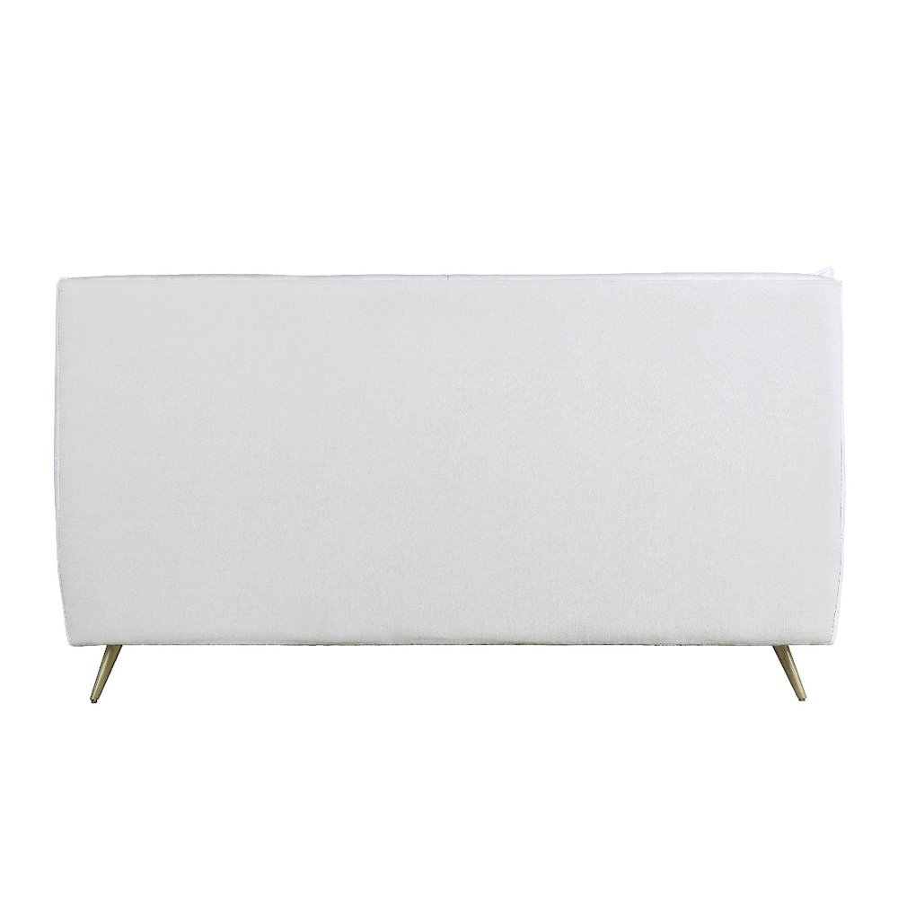 Doris Eastern King Bed Vintage White Top Grain Leather. Picture 3