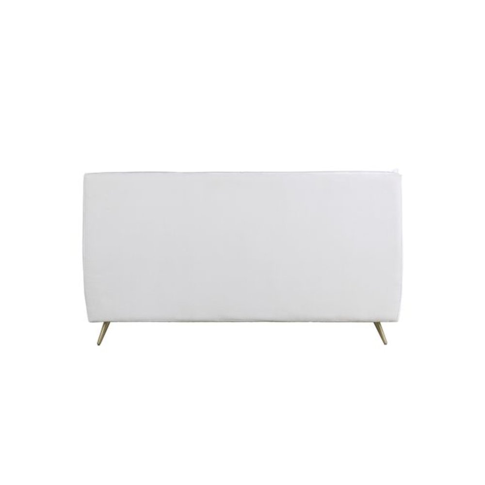 Doris Queen Bed Vintage White Top Grain Leather. Picture 4