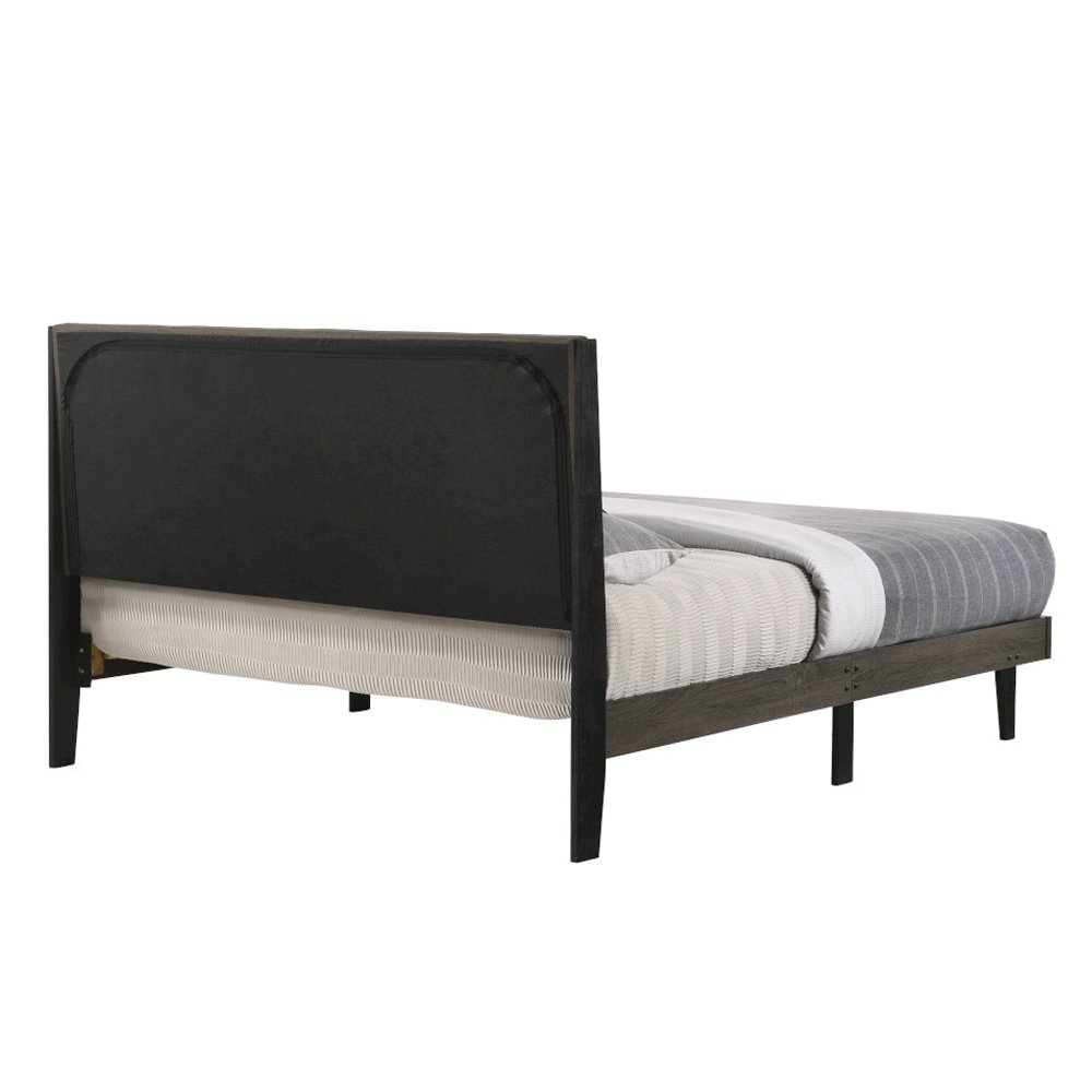 Valdemar Queen Bed Brown Fabric & Weathered Gray. Picture 5