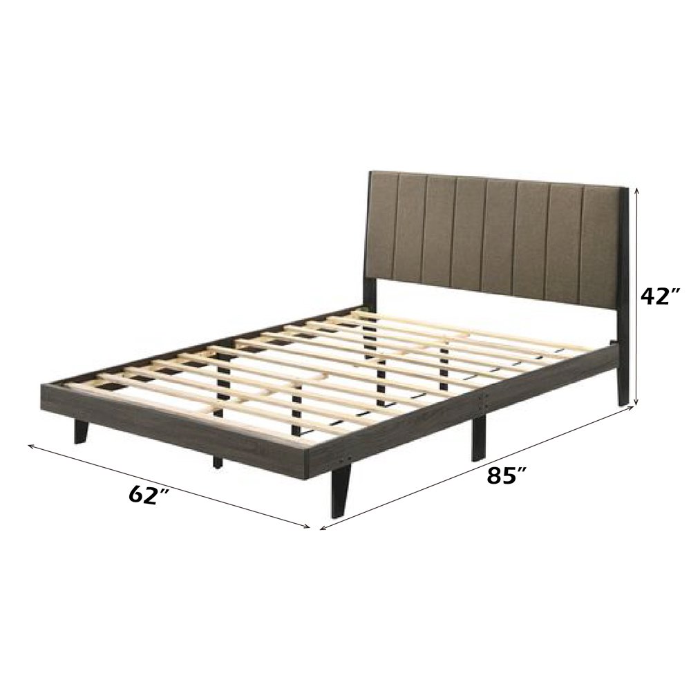 Valdemar Queen Bed Brown Fabric & Weathered Gray. Picture 7