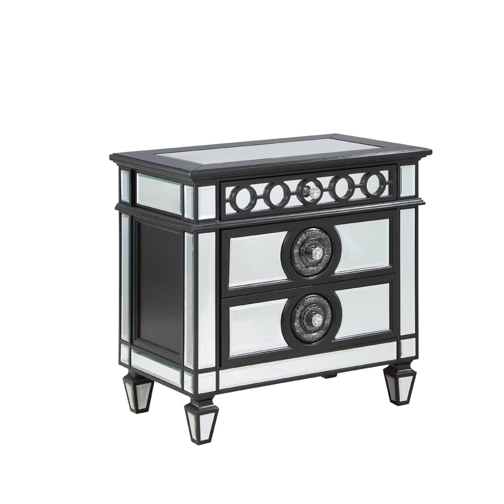 Varian II Nightstand Mirrored, Black & Silver. Picture 2