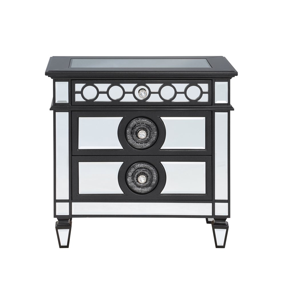 Varian II Nightstand Mirrored, Black & Silver. Picture 3