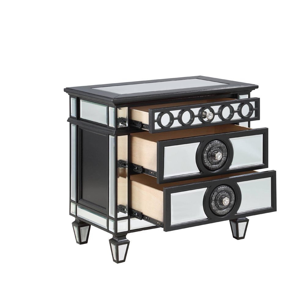 Varian II Nightstand Mirrored, Black & Silver. Picture 4