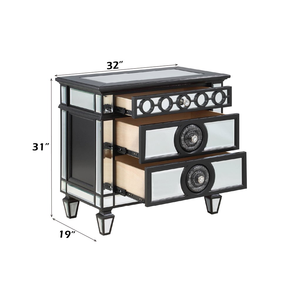 Varian II Nightstand Mirrored, Black & Silver. Picture 7
