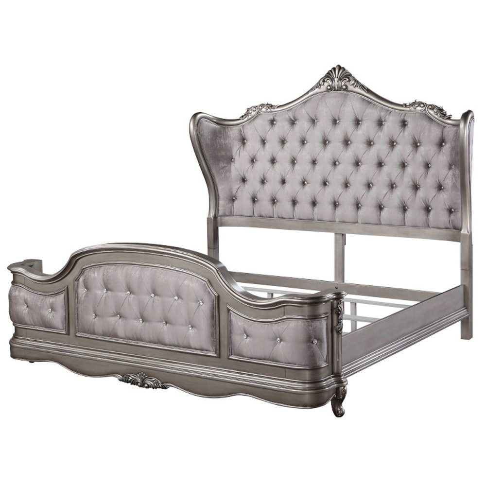 Ariadne Queen Bed Velvet & Antique Platinum. Picture 2