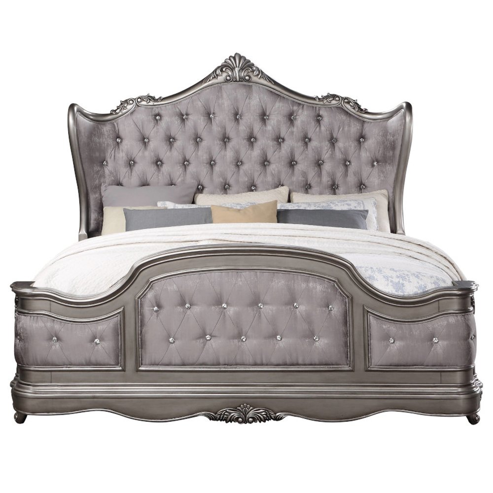 Ariadne Queen Bed Velvet & Antique Platinum. Picture 3