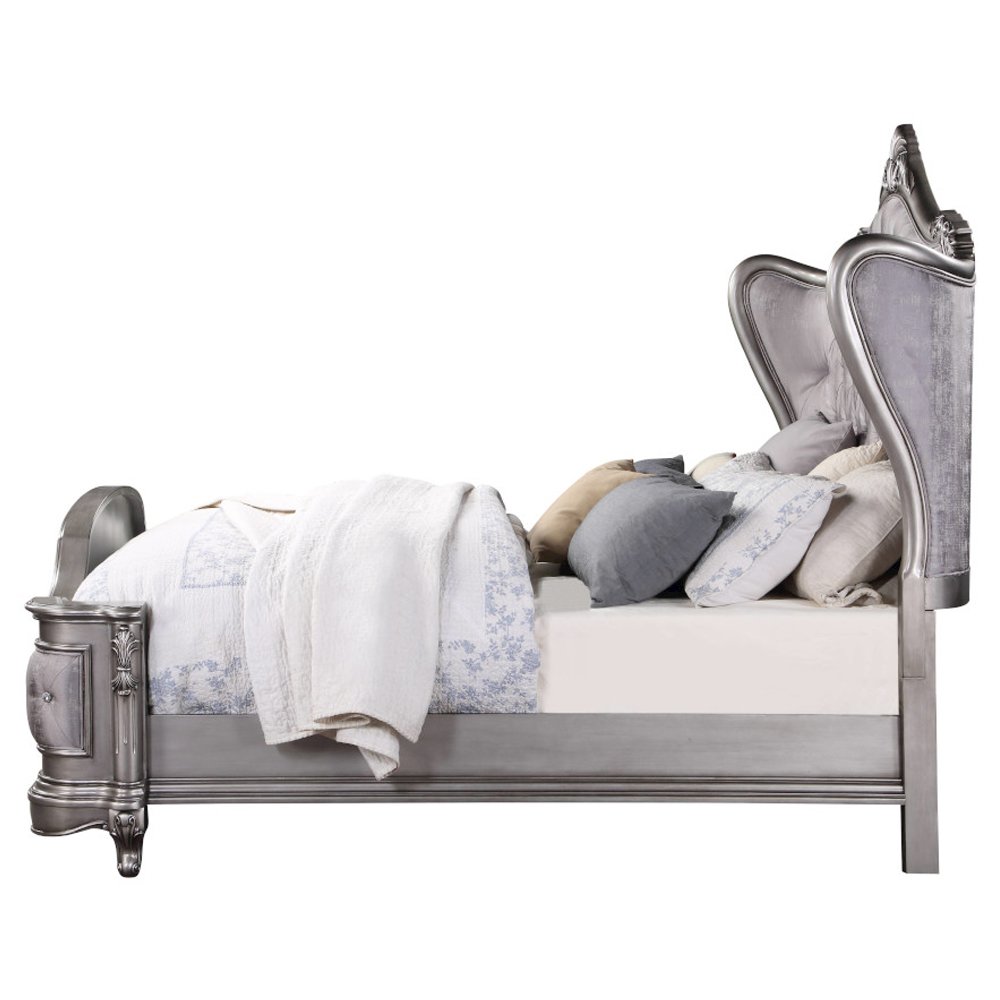 Ariadne Queen Bed Velvet & Antique Platinum. Picture 4
