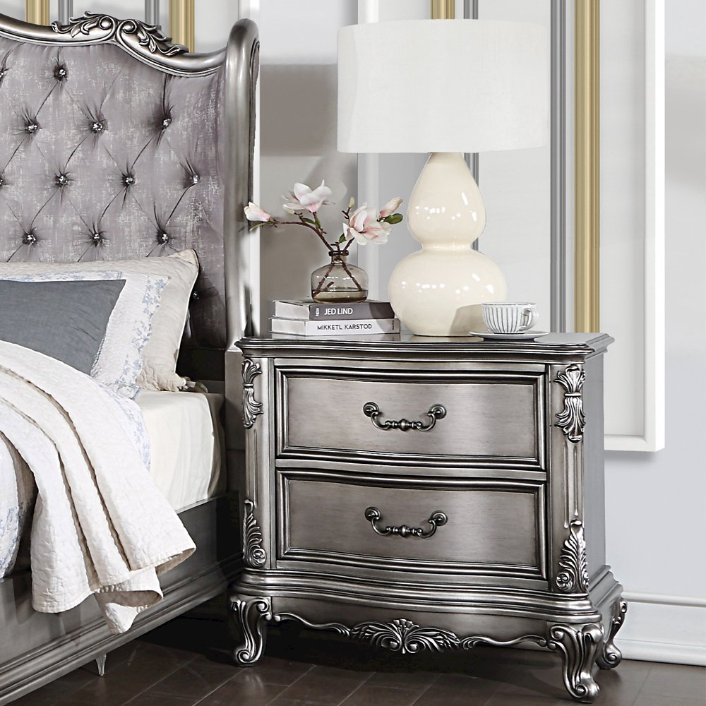 Ariadne Nightstand Antique Platinum. Picture 1