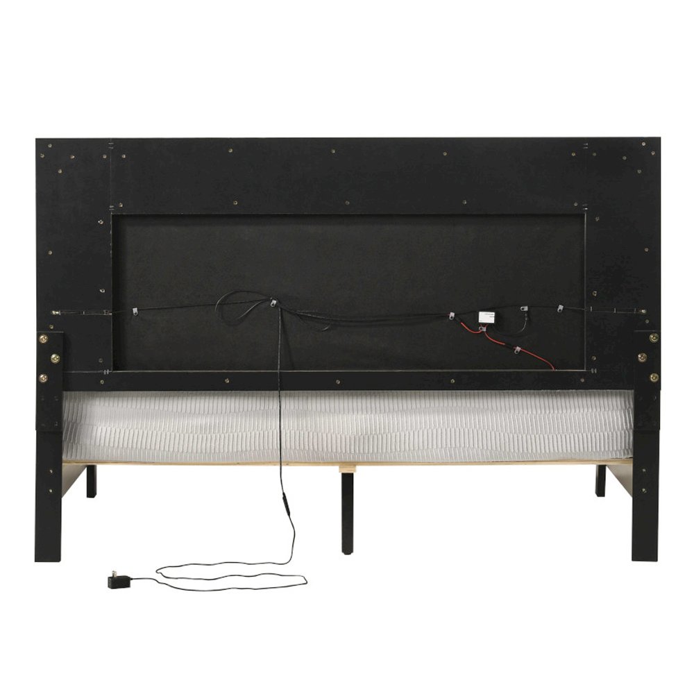 Casilda Queen Bed w/LED Gray Synthetic Leather & White. Picture 4