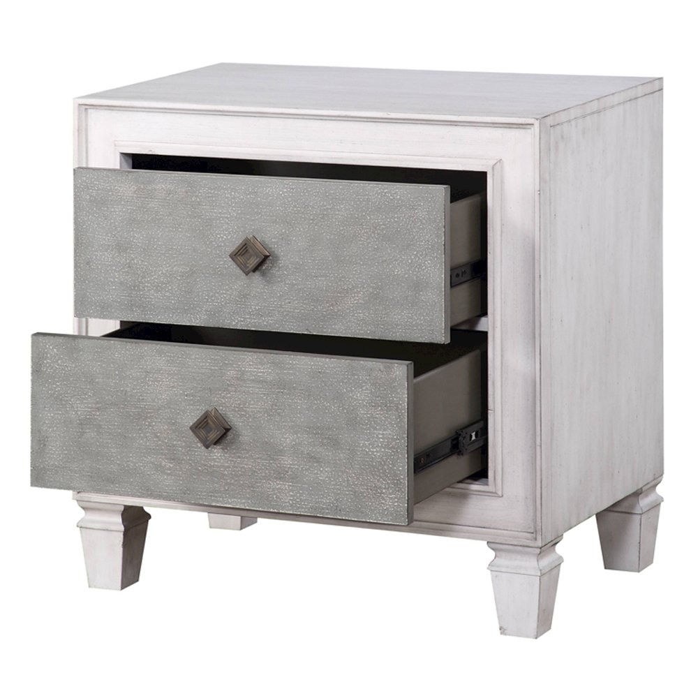 Katia Nightstand Rustic Gray & Weathered White. Picture 4