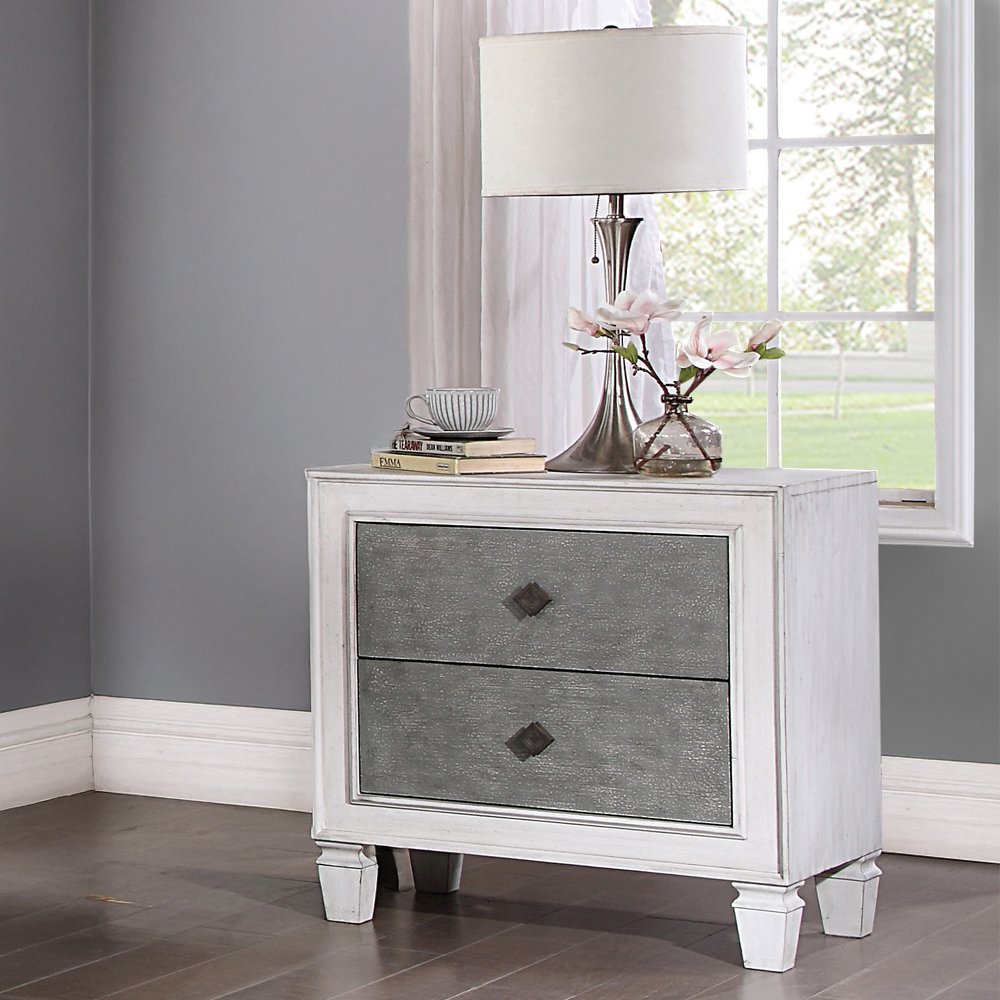 Katia Nightstand Rustic Gray & Weathered White. Picture 1