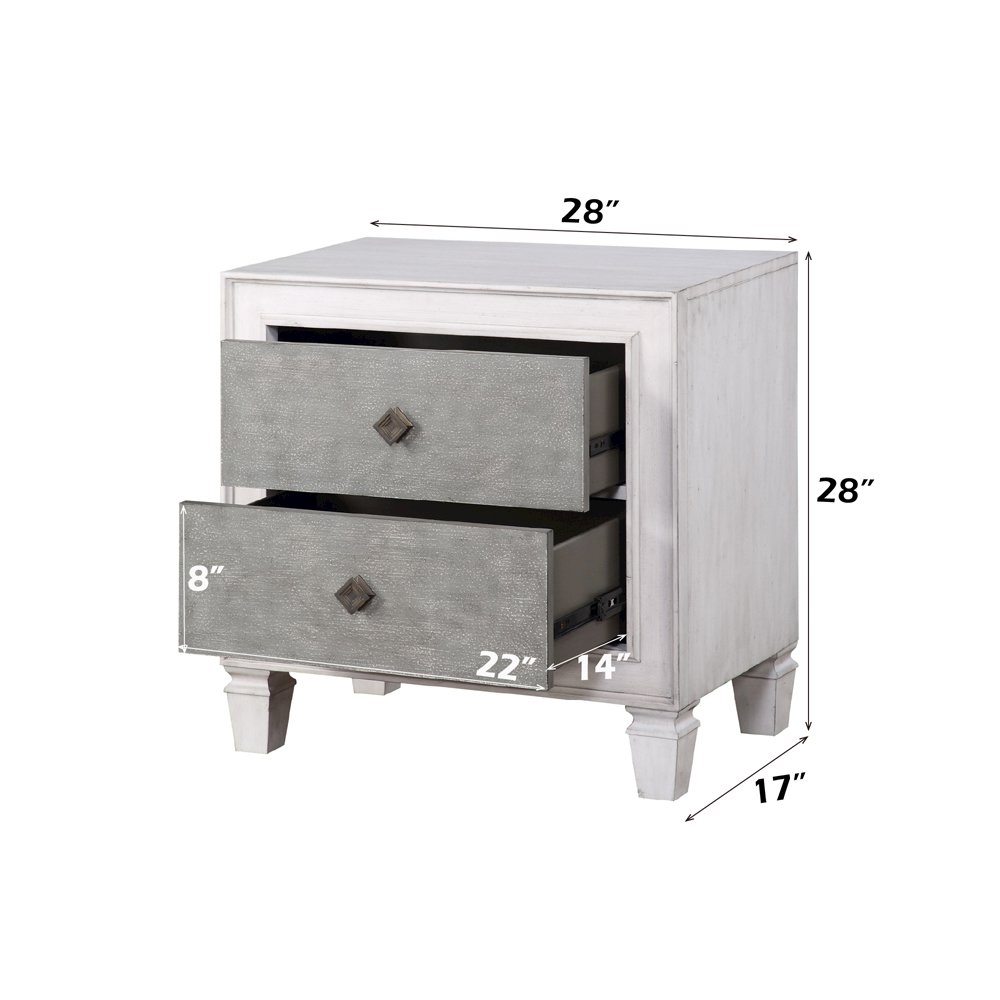 Katia Nightstand Rustic Gray & Weathered White. Picture 7
