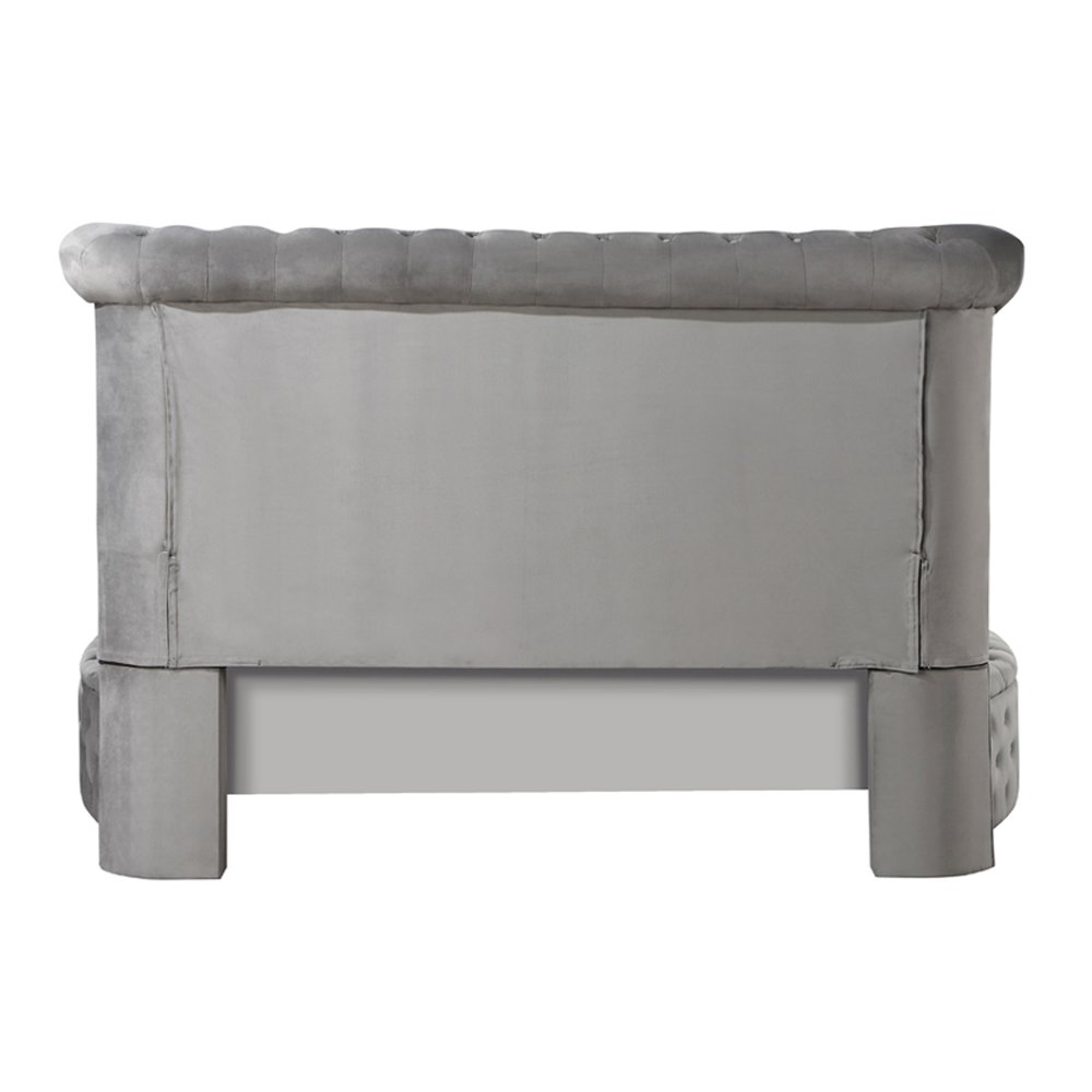 Gaiva Queen Bed w/Storage Gray Velvet. Picture 5
