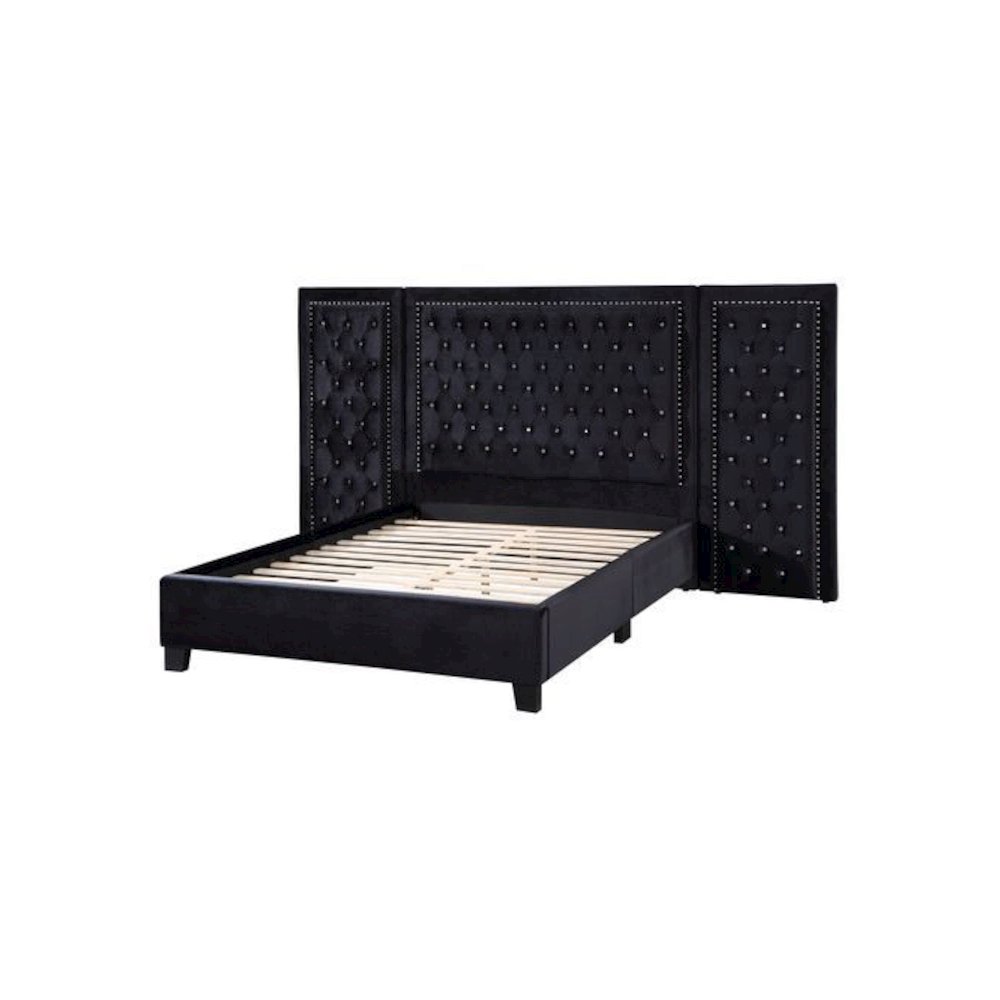 Damazy Eastern King Bed Black Velvet. Picture 2