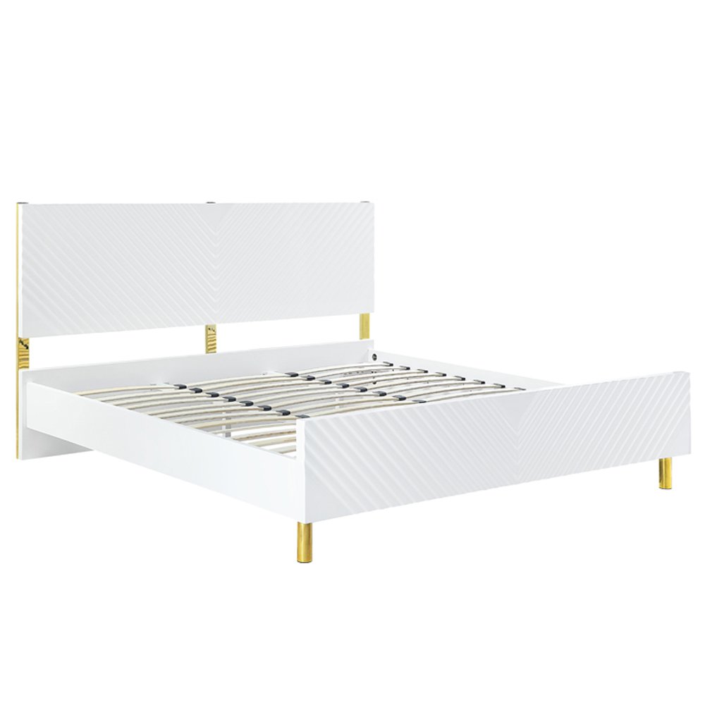Gaines Eastern King Bed White High Gloss. Picture 2