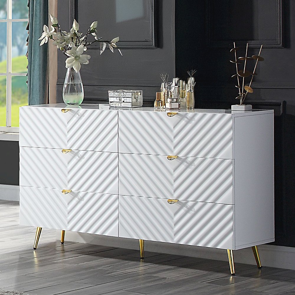 Gaines Dresser White High Gloss. Picture 1