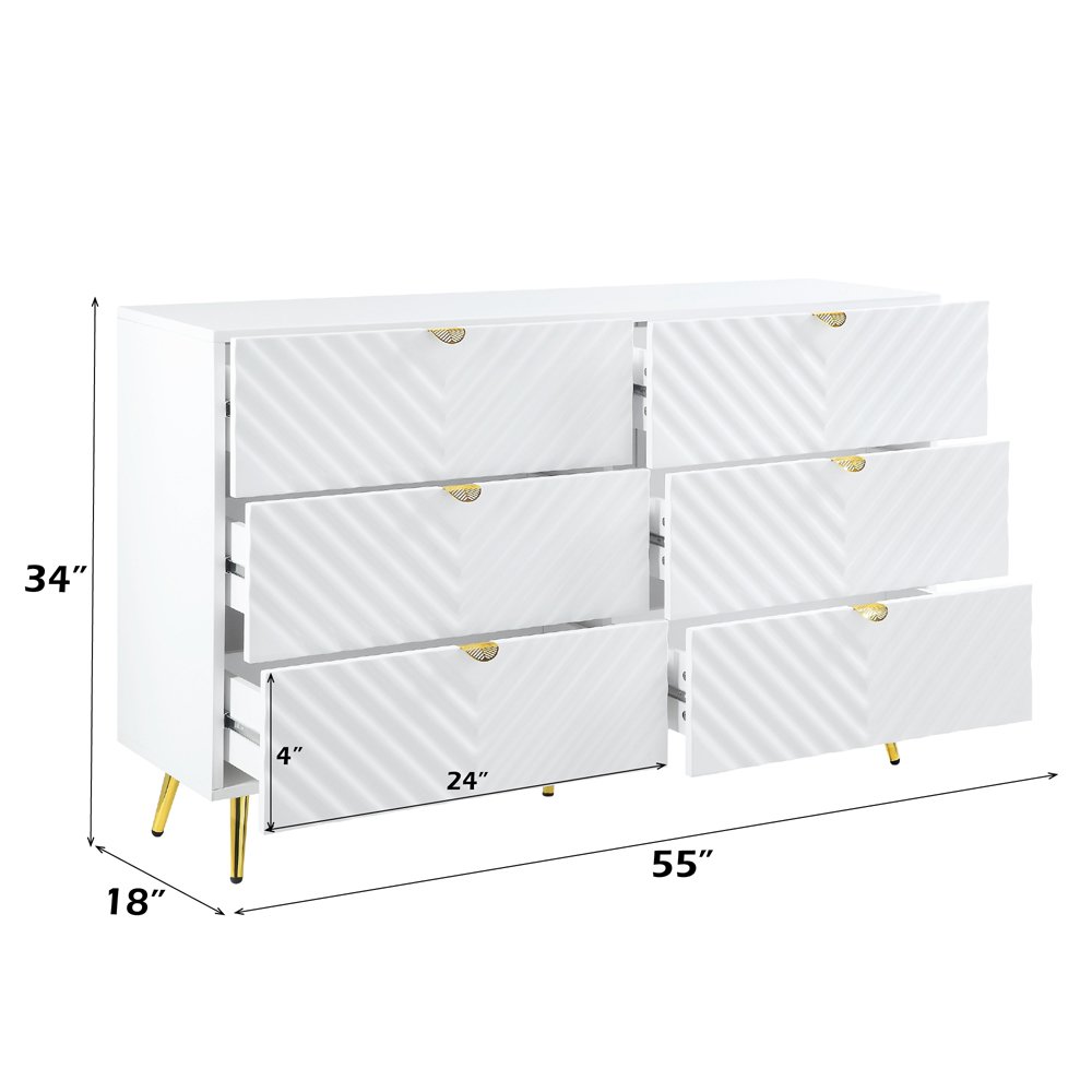 Gaines Dresser White High Gloss. Picture 8