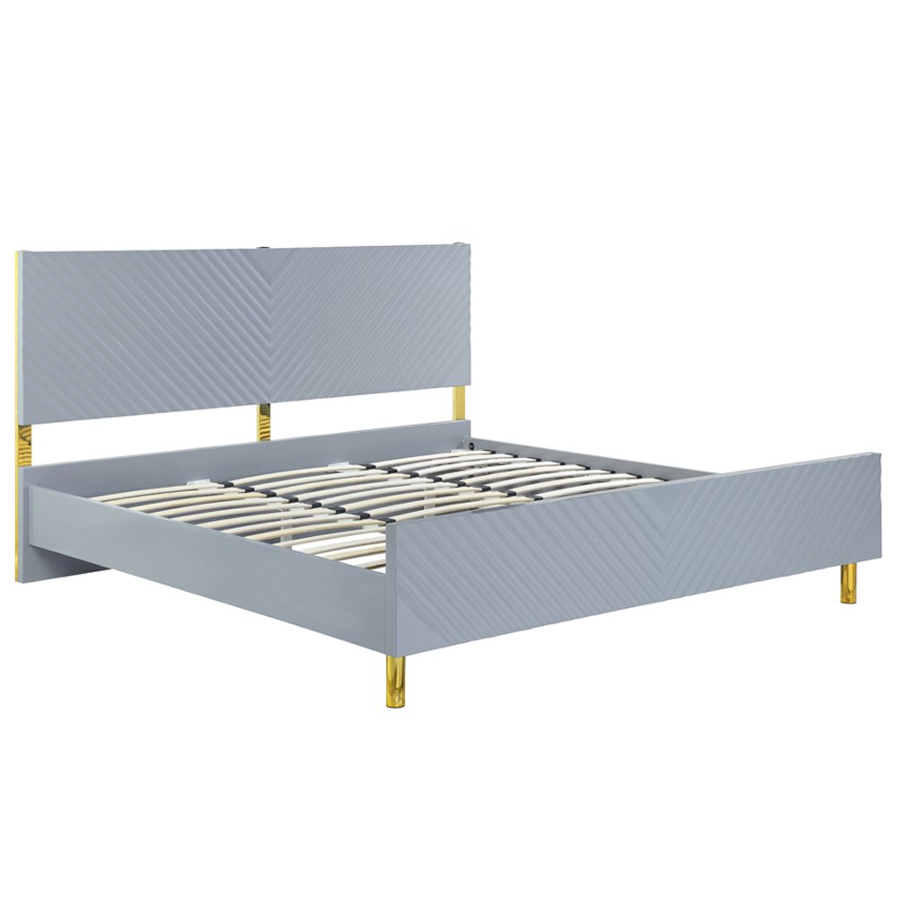 Gaines Eastern King Bed Gray High Gloss. Picture 2