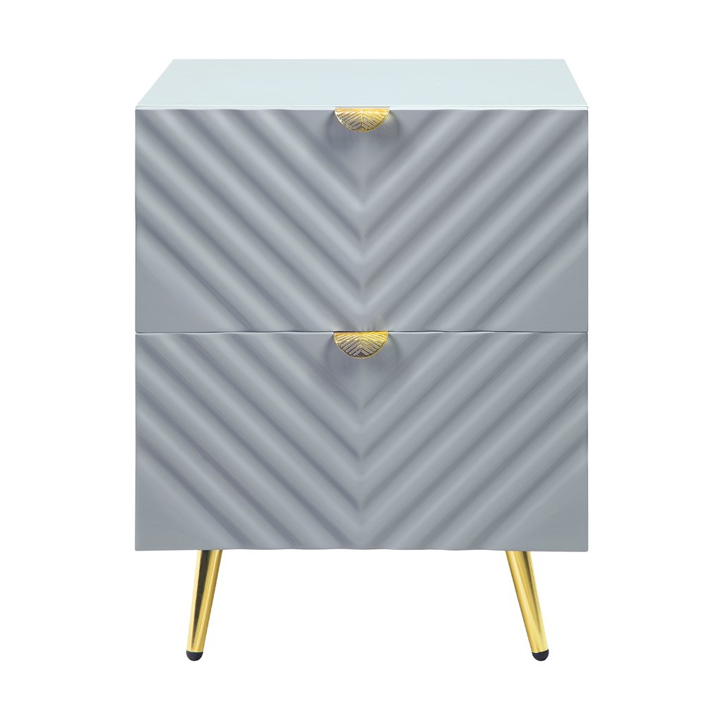 Gaines Nightstand Gray High Gloss. Picture 3