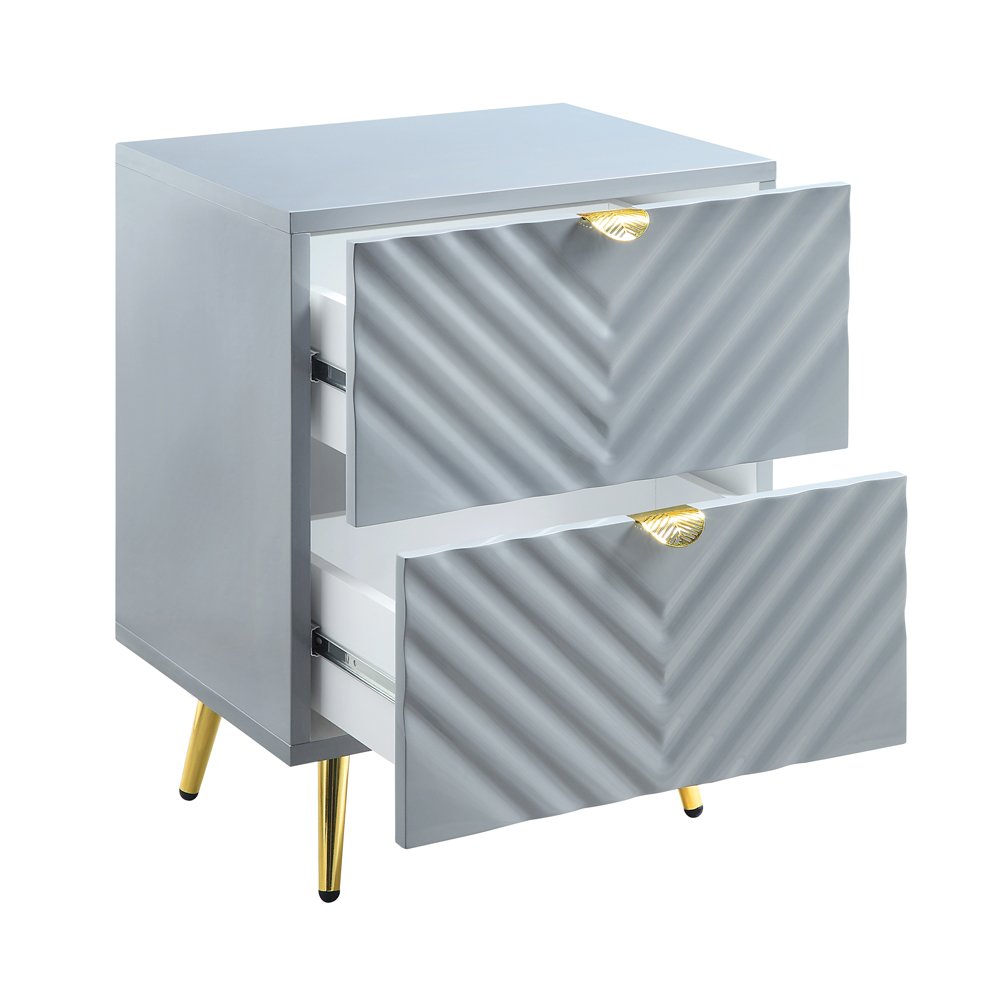 Gaines Nightstand Gray High Gloss. Picture 4