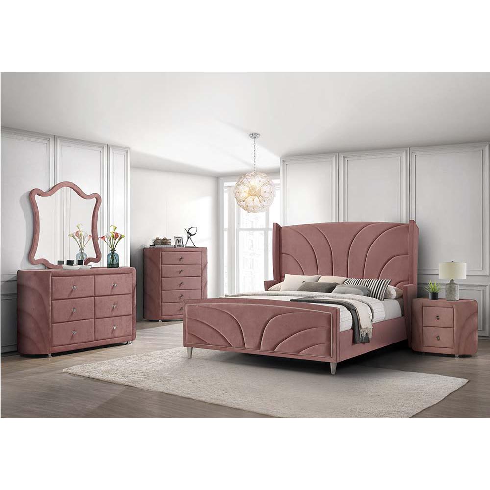 Salonia Queen Bed Pink Velvet. Picture 2