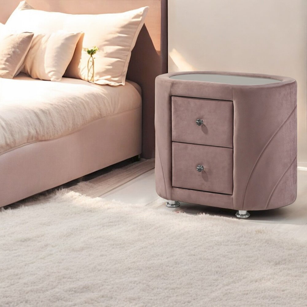 Salonia Nightstand Pink Velvet. Picture 7