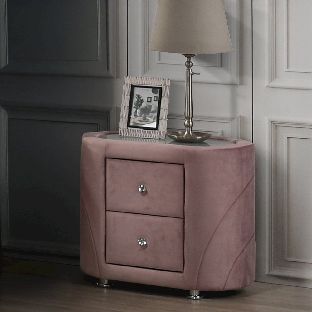 Salonia Nightstand Pink Velvet. Picture 1